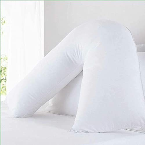ARLINENS Duck Feather & Down V Shaped Pillow with Free White Poly Cotton Pillowcase Anti Dust Mite- Perfect for Back Neck Pregnancy & Breastfeeding Support Pillow- Washable- in 74 x 34