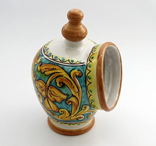 Saliera in ceramica siciliana giallo e verde di santo stefano di camastra decorata a mano Gianluca Art 15
