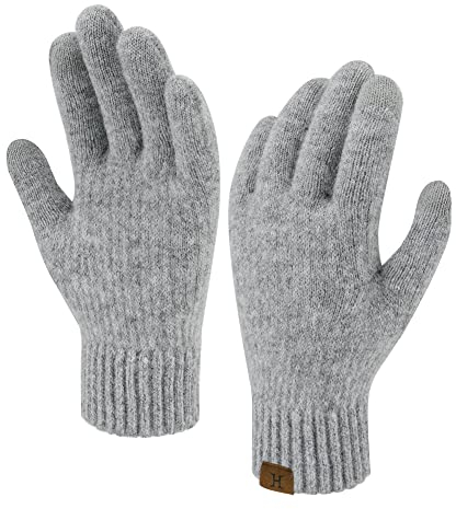 Bequemer Laden Winter Warm Damen Touchscreen Handschuhe Thermo Winterhandschuhe Strickhandschuhe mit Winddicht Manschette Frauen Geschenk, Hellgrau