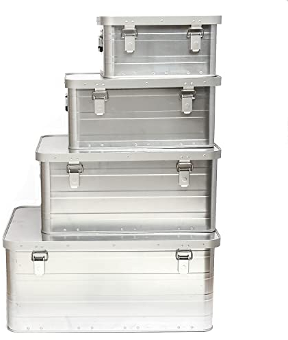 GORANDO Aluminiumbox Alubox Alukiste mit Schnappschloss, Griffen, Dichtung (130 Liter)