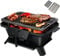 GiantexUK Cast Iron Charcoal Grill, Tabletop Barbecue Grill with Double-Sided Grilling Net, Air Regulation Door and Fire Gate, Portable Smoker Grill for Outdoor Cooking Camping Hiking