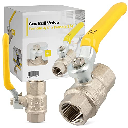 Gas Kugelhahn Gashahn Gas-Absperrhahn 3/4 x 3/4 IG Messing Kugelventil Absperrventil Hebelgriff Gaskugelhahn Flüssigkeiten Gas Absperrung