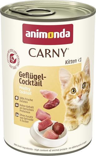 Animonda Carny Kitten Poultry Cocktail 12x400gm, Brown | Kitten wet food for growing kittens, cat food without cereals and sugar, wet cat food with 100% fresh ingredients