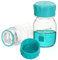 LABINVO Glass Round Media Storage Bottles, 12pcs of Vol.100ml, 3.3 Borosilicate Glass Material, With GL45 Polypropylene Screw Cap in Aqua Blue Color, Type B Cap, IN-RB100B