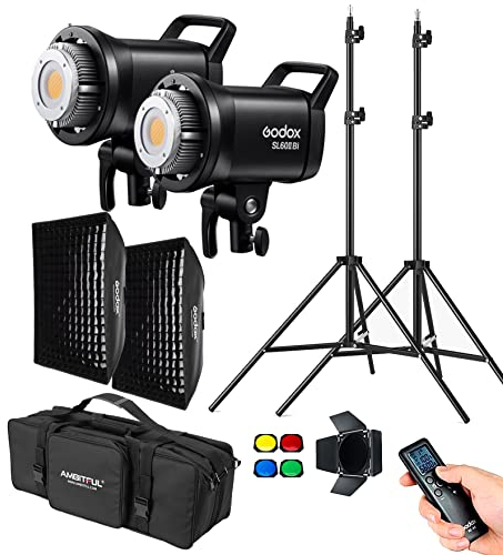Godox SL60IIBi SL60II-Bi 75W LED-Videoleuchte, 2800K-6500K, CRI96 + TLCI97+, eingebaute 11 FX-Effekte, ultra-leiser Ventilator für Neugeborenen-Fotografie, Portrait, Interview-Beleuchtung,Video-Filmen