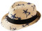 Maeau Chapeau de Paille Plage Enfant Garçon Fille Chapeau de Jazz Beige Été Panama Trilby Fedora 1 2 3 Ans Casquette de Soleil Bébé Anti UV Imprimé Chapeau de Cowboy en Paille Voyage Vacances 54cm