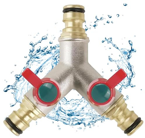 POPOYU Répartiteur d'eau en Y à 3 compartiments, 3/4, en laiton, 3 voies, valve en Y, tuyau de jardin, répartiteur, raccord d'eau, pour la maison et le jardin