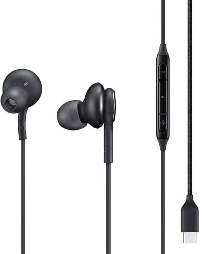 Headset für Original Samsung Galaxy Z Flip5, Z Flip4, Z Flip 3 5G, Z Flip 5G Schwarz InEar In-Ear Kopfhörer Ohrhörer Typ-C Stecker Stereo Sound IC100