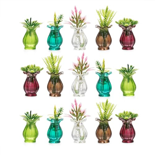 Odoria Miniature 1/12 Vase à Fleurs Accessoire Maison de Poupée, 15Pcs