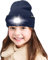 ATNKE Kids LED beleuchtete Mütze mit Licht, USB Wiederaufladbare 4 LED Scheinwerfer wasserdichte Winterwärmer Strick Nachthüte mit leichten Jungen Mädchen/Light Navy Blue