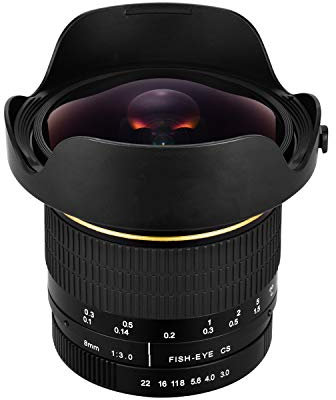 8mm f3.0 Fisheye Lens APS-C Manual Focus Ultra Wide Angle for APS-C Compatible with Canon Camera