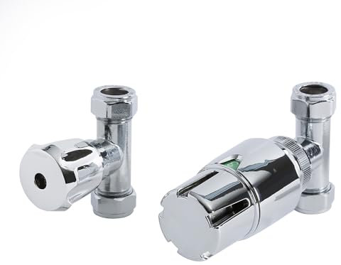 Milano Chrome Straight Heated Towel Rail Thermostatic Radiator Valves
