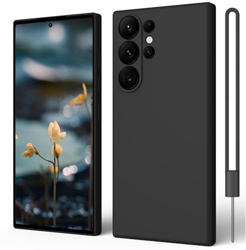 ORDA for Samsung Galaxy S24 Ultra Case Silicone Camera Protection Ultra Slim Case Soft Gel for Samsung Galaxy S24 Ultra Phone Case Cover Rubber Anti-Scratch for 6.8 Black