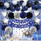 ZERODECO Geburtstagsdeko Marineblau Schwarz, Happy Birthday Girlande Pompons Fransen Vorhang Luftballons Geburtstagsdeko Jungen Geburtstagsdeko Herren Kindergeburtstag Deko Geburtstag Party Zubehör