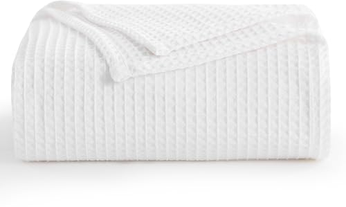 Aisbo Dünne Decke Sommer Weiß - Waffelpique Sommerdecke Leichte Decke 150x200 cm XL als Sofadecke Couchdecke, Weich Kuschelige Wohndecke Wohnzimmer, Sofa Couch Flauschig Decke Überwurf
