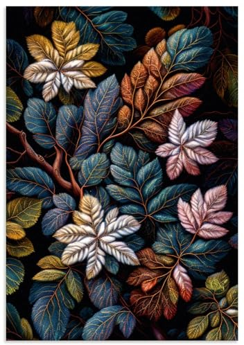 ARTland Wandbild Alu Verbundplatte für Innen & Outdoor Bild 90x130 cm Herbstblätter Deko Pflanzen Blätter Herbst Farbe Wald Garten U5AG