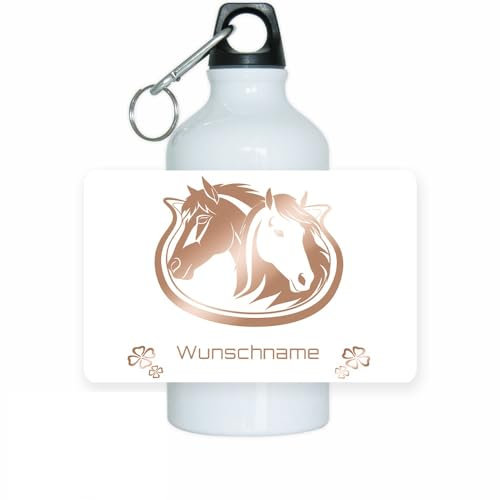 Eurofoto Trinkflasche mit Namen und Motiv mit Pferde | Motiv-Trinkflasche mit Hobby personalisiert