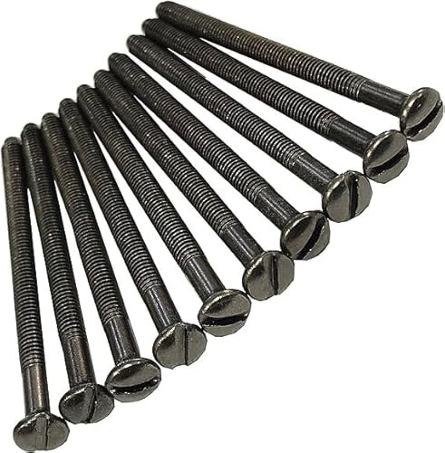 Generic Pack of 10 Electrical Screws 50mm X 3.5mm Black Nickel Long Socket Screw Switch Plugs Fixings Raised Slotted Head