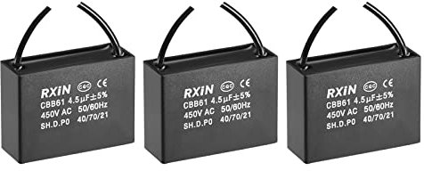 3 Stück Deckenventilator-Kondensator CBB61, metallisierter Polypropylen-Folienkondensator, ideal for Ventilatoren, Pumpen, Motoren, laufend