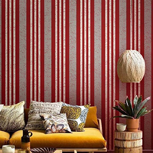 Generic Wallpaper, PVC Wallpaper Living Room Bedroom Background Clothing Store Striped Wallpaper/Red/0.53 * 10M