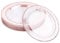 MATANA 20 Platos de Plástico Duro Transparentes con Borde de Oro Rosa, 26cm - Elegantes, Resistentes y Reutilizables - Bodas, Cumpleaños, Barbacoas, Navidad, Fiestas