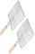 Gogogmee 2St Grillnetz aus Edelstahl edelstahlgrill klappbarer Grill Grillrost für Balkon Grillzange Faltbarer Grillrost Grillbürste Steak-Garnelen-Grillkorb Outdoor-Grillzubehör Bambus