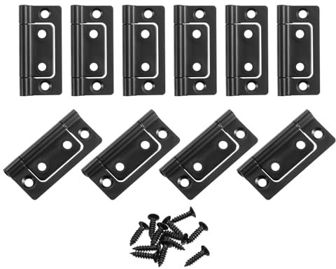 sourcing map 16Pcs 2x1 Inch Door Hinges Non-Mortise No Noise Bifold Door Hinges Plating for Cabinet Furniture Window Wardrobe with Screws, Dark