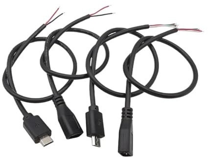 ZLGYGLEO 1Pcs 2Pin 4Pin Micro USB/Type C Charger Connector USB 2.0 Type A Male Female Power Supply Extension Cable Wire Data Line(Micro USB Female 2P,2M)