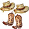 4 Stück Cowboy luftballons, Aluminiumfolie Cowboy Hut Luftballons Cowboy Stiefel Luftballons, Cowgirl Luftballons, Western-Motto-Partyballons, Western Party Cowboy Luftballons (Braun)