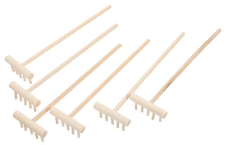 IWOWHERO 6 Piezas Herramientas de Caja de Arena Mini rastrillos de Arena Zen Arena Herramientas de jardín Zen rastrillos en Miniatura de Caja de Arena Adornos de rastrillo de Madera Beige