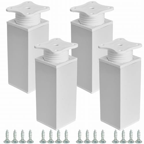 STOLMET Möbelfüße Füße Für Möbel 4 Stück 150 mm Möbelbeine Wohnzimmer Küche Schlafzimmer Schrank Sofa Sessel Kunststoff Höhenverstellbar Glänzend Weiß