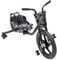 Soudesileim Pedal-Gokart, 16 Inch Kinderfahrzeug, Tretauto mit Beleuchtetes Hinterrad, 360° Universalrad, Verstellbare Länge, Stabiler Schwerpunkt, für Kinder 130-160cm (Blitzschwarz)