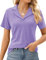 Rapbin Women Polo Shirt Classic Short Sleeve Work Casual Tennis Shirt Quick Dry Golf Polos Tunic Blouse Tee Summer Top Light Purple