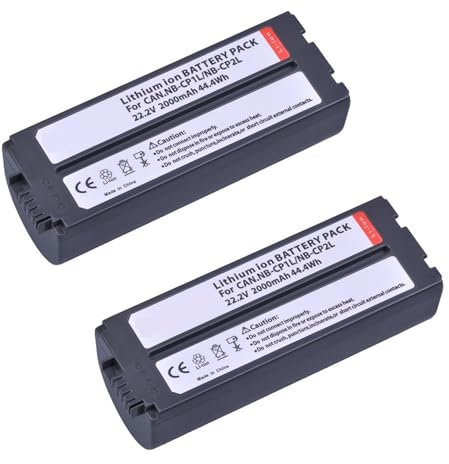 Duwnlos Batmax NB-CP2L NB-CP2LH Akku und Ladegerät, kompatibel for Canon SELPHY NB-CP1L, CP1500 CP1300 CP1200 CP910 CP900 CP800 CP790 CP780 CG-CP200(2pcs 2500mAh)
