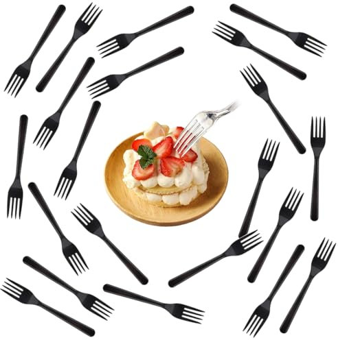 100 Stück Plastikbesteck Schwarz,Plastikbesteck Plastikgabeln,Partygeschirr,Mehrweg & Robust Plastik Gabel,Kuchengabeln,für Partys Dessertläden Hochzeiten Camping Geburtstagsfeiern