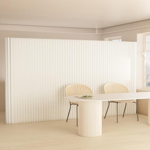 Klappbarer Raumteiler aus Papier, tragbare Papier-Trennwand - Stabiler Sichtschutz vielseitig einsetzbar für Büro, Einzelhandel, gewerbliche Räume, Wohnzimmer & Dekoration (Weiß,H2.2m * L5m)