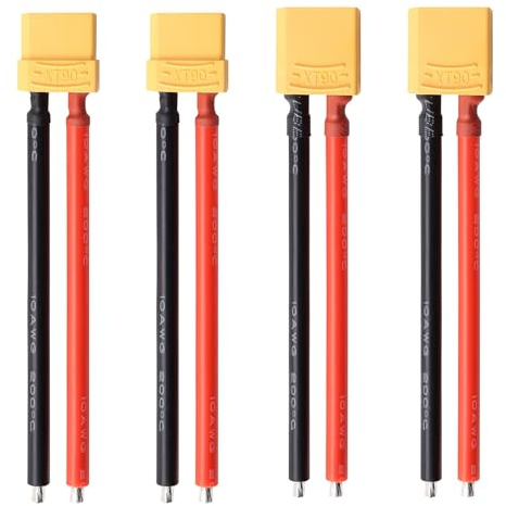 Lyeteung 2 Paar XT90 Steckverbinde, XT90 Männlich Weiblich Batterie Anschlüsse mit 100mm 10 AWG Silikondraht, für RC Lipo Akku, Gelb