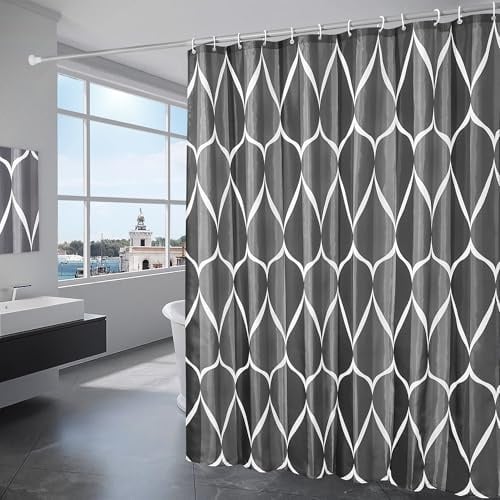 KAIMEIYU Cortina de Ducha Poliéster Cortina de Baño con 12 Ganchos Cortina Bañera Lavable a Máquina Impermeable 180 x 200 cm Negro