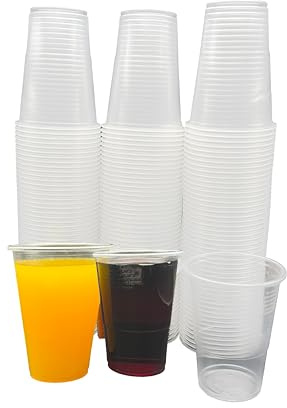 Pack of 100 Clear 7 Ounce Plastic Drinking Cups – Recyclable Disposable Tumblers for Water Coolers, Weddings, Parties, Events, Birthdays & Everyday Use