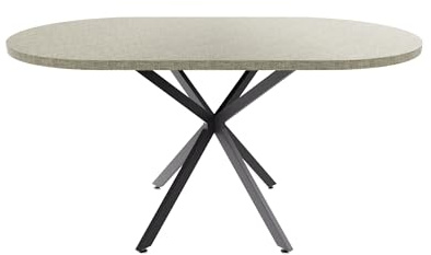 FRANKYSTAR Marui Small - Ovaler Esstisch 150 x 90 cm aus strukturiertem Holz mit zentralem Fuß aus Metall Kiso