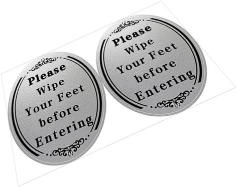 HYTROVE Door Sign Adhesive Decal 2Pcs Waterproof Vinyl Please Wipe Your Feet Entryway Sticker for Bathroom and Home Decoration
