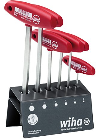 Wiha Stiftschlüssel mit Quergriff Set Sechskant Klemmringfunktion MagicRing® für das Halten von Schrauben ohne Magnet 6-tlg. glanzvernickelt im Werkbankständer (22096)