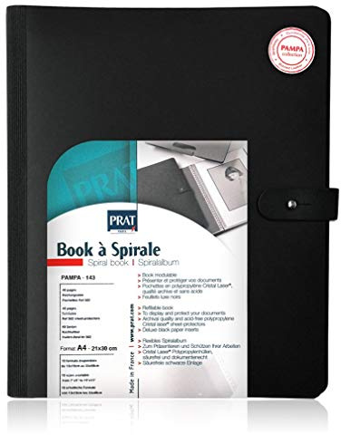 PRAT Pampa - Spiralalbum A4 - 21x30cm - mit 20 austauschbaren Crystal Laser Hüllen - Schwarz