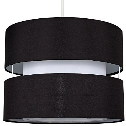 MiniSun | Modern 2 Tier Ceiling Light Shade in a Black Finish | Pendant Lights, Home Décor & Improvement Essential
