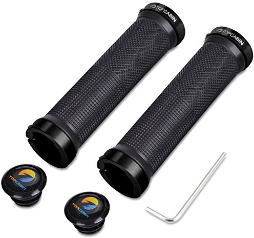 Topcabin® Fahrradgriffe, doppelseitig verriegelnde Lenkergriffe für Standardfahrräder, Mountainbikes, BMX-Räder, Schwarz (ein Paar)