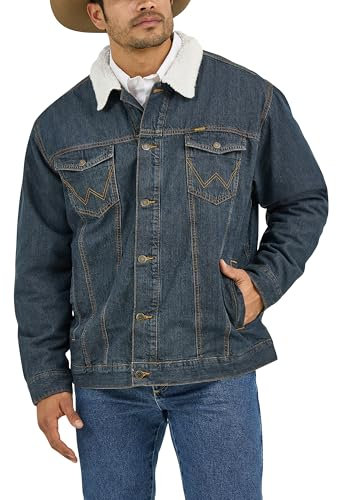 Wrangler Men's 74256rt denim jackets, Denim/Rustic Sherpa, L UK