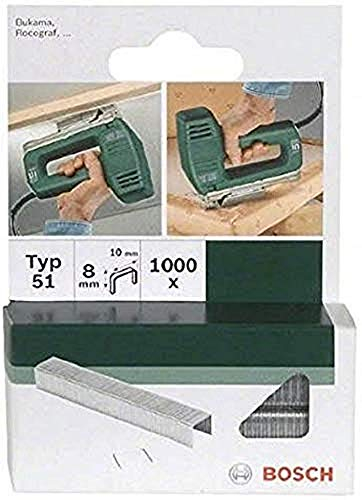 Bosch 1000x Klammer Typ 51 (Papier, Folien, Kunststoffplatten, Tapetenkleister, Akustikplatten, GFK, 10 x 1 x 8 mm, Zubehör Tacker)