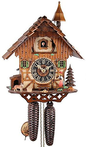 Kuckucksuhr Original Schwarzwälder Kuckuckuhr Echtholz mechanisches 8-Tage Laufwerk NEU VDs Zertifikat Hönes -Fachwerkhaus 36cm- 8294