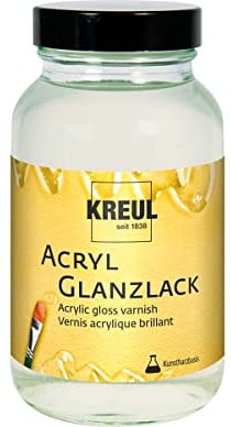 KREUL 79406 - Vernis acrylique brillant à base de résine synthétique, 250 ml, verre, transparent brillant, vernis de protection et de finition pour peintures séchées