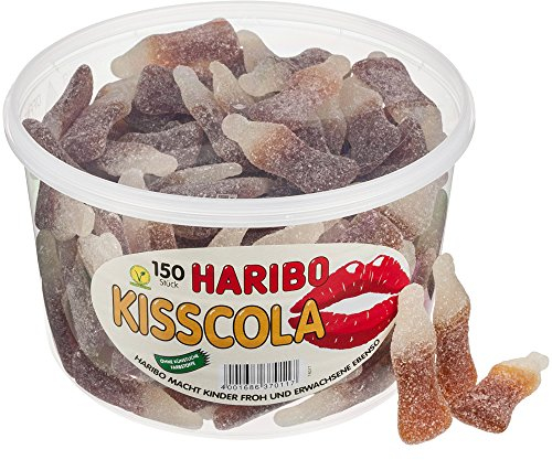 Haribo Kiss-Cola Runddose 150 Stück 1350g, Fruchtgummi Sauer